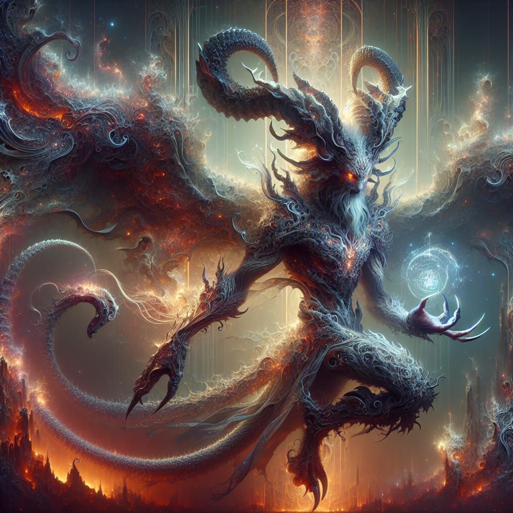 Detailed Tiefling Sorcerer Fantasy Concept Art