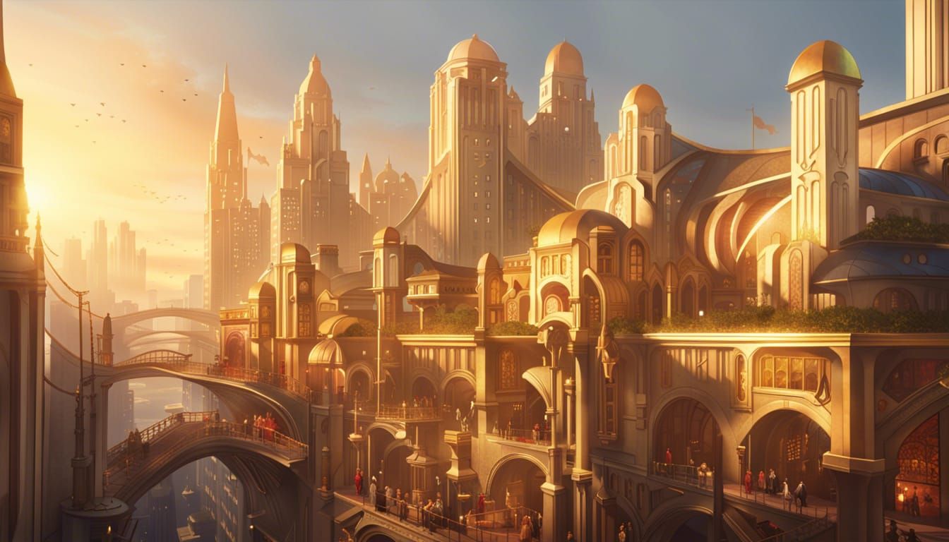 Art Deco High Fantasy Market at Golden Hour
