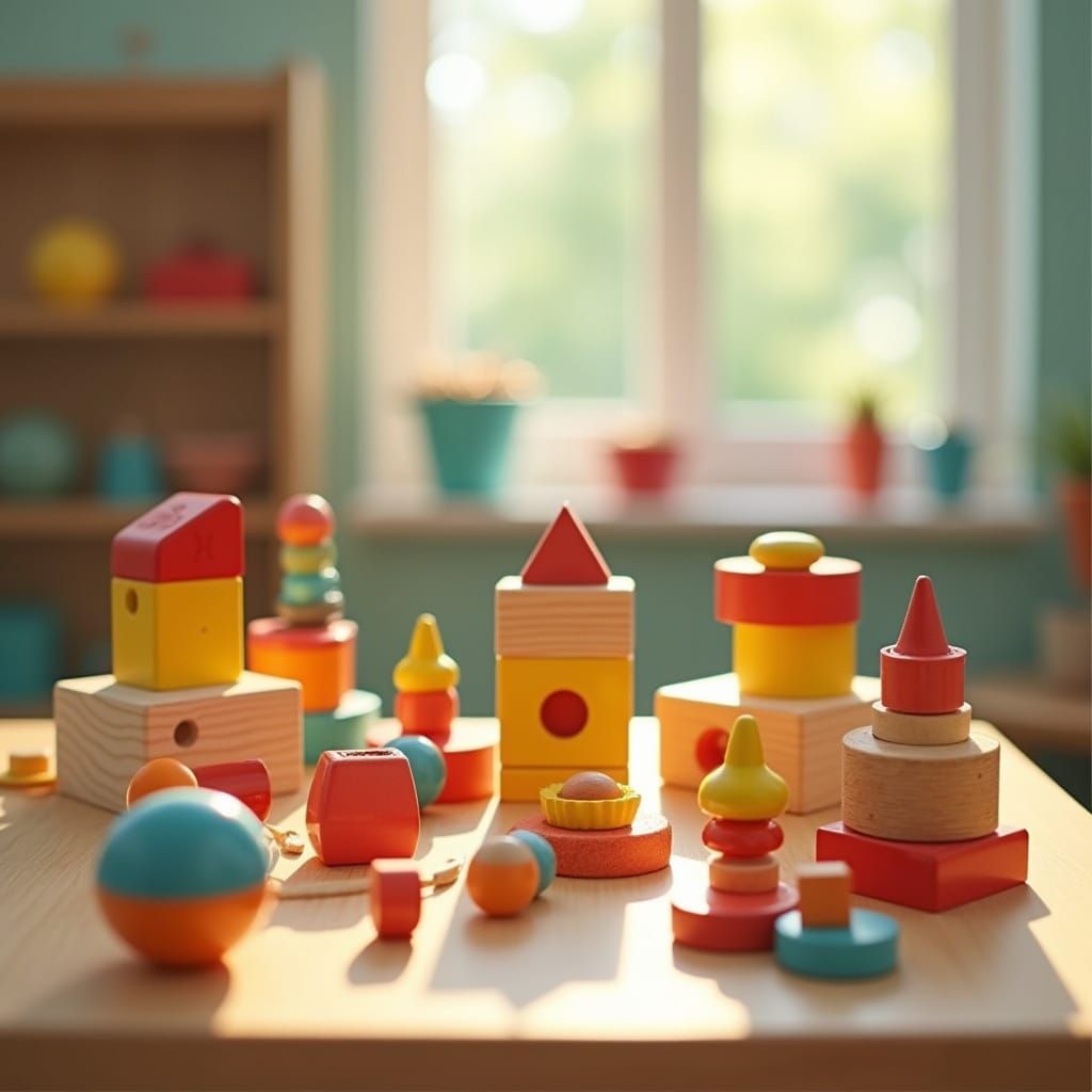 Montessori-Inspired Wooden Toy Wonderland in Whimsical Style