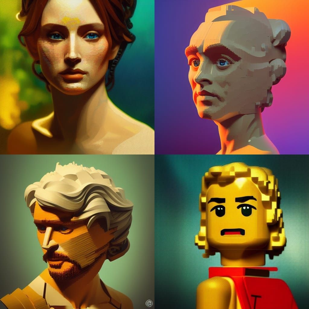 Lego Van Gogh Portrait in Digital Art Style