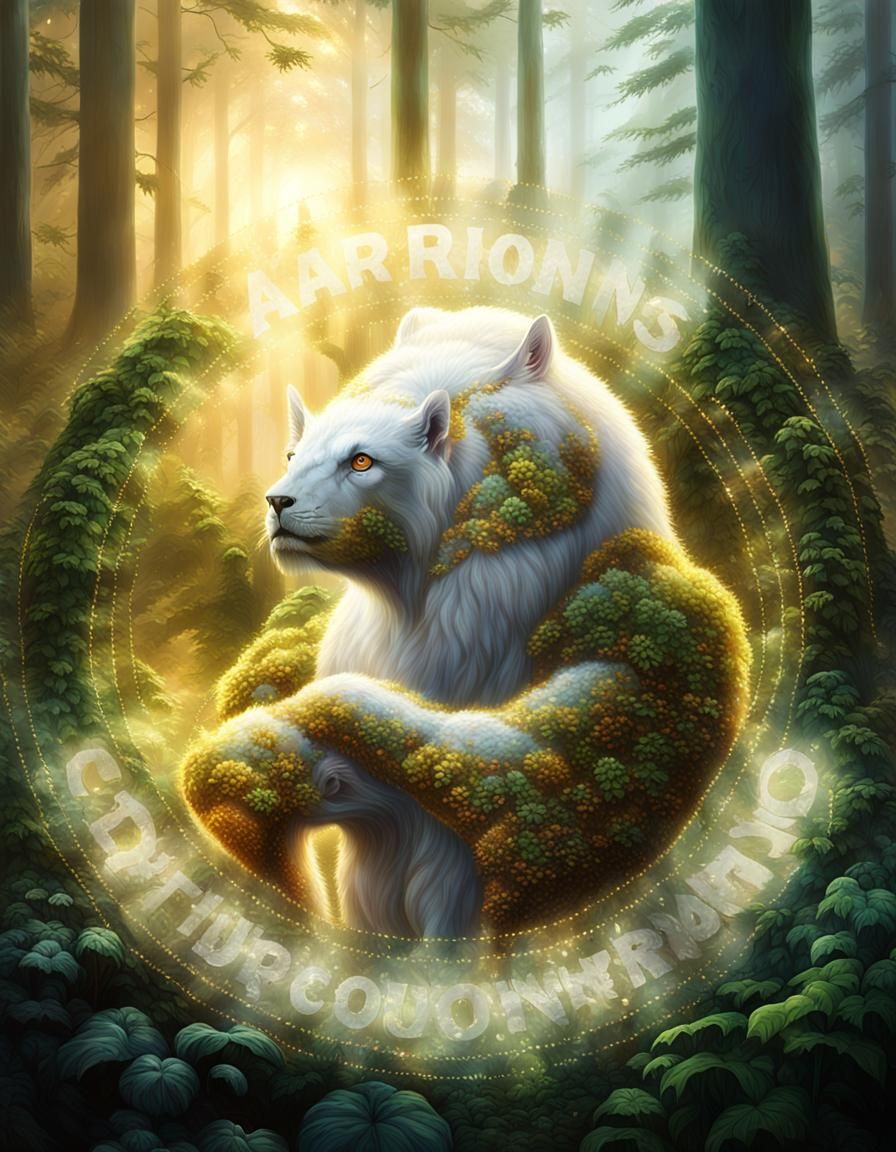 Majestic White Werewolf Surrounded by Mystical Forest