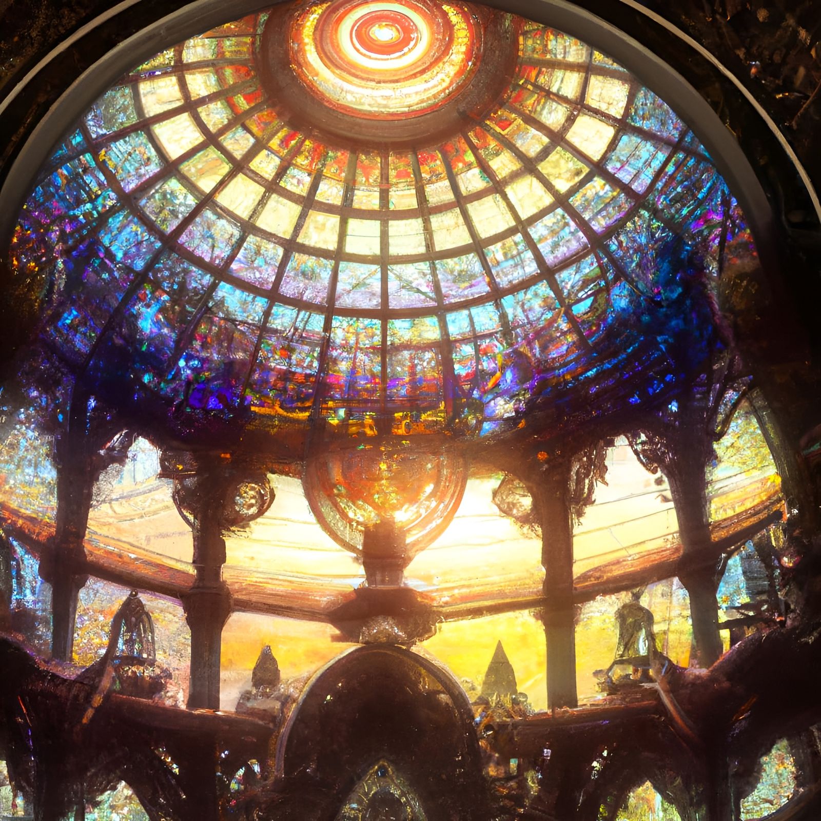 Beautiful Spiritual Stained Glass Dome Illustration