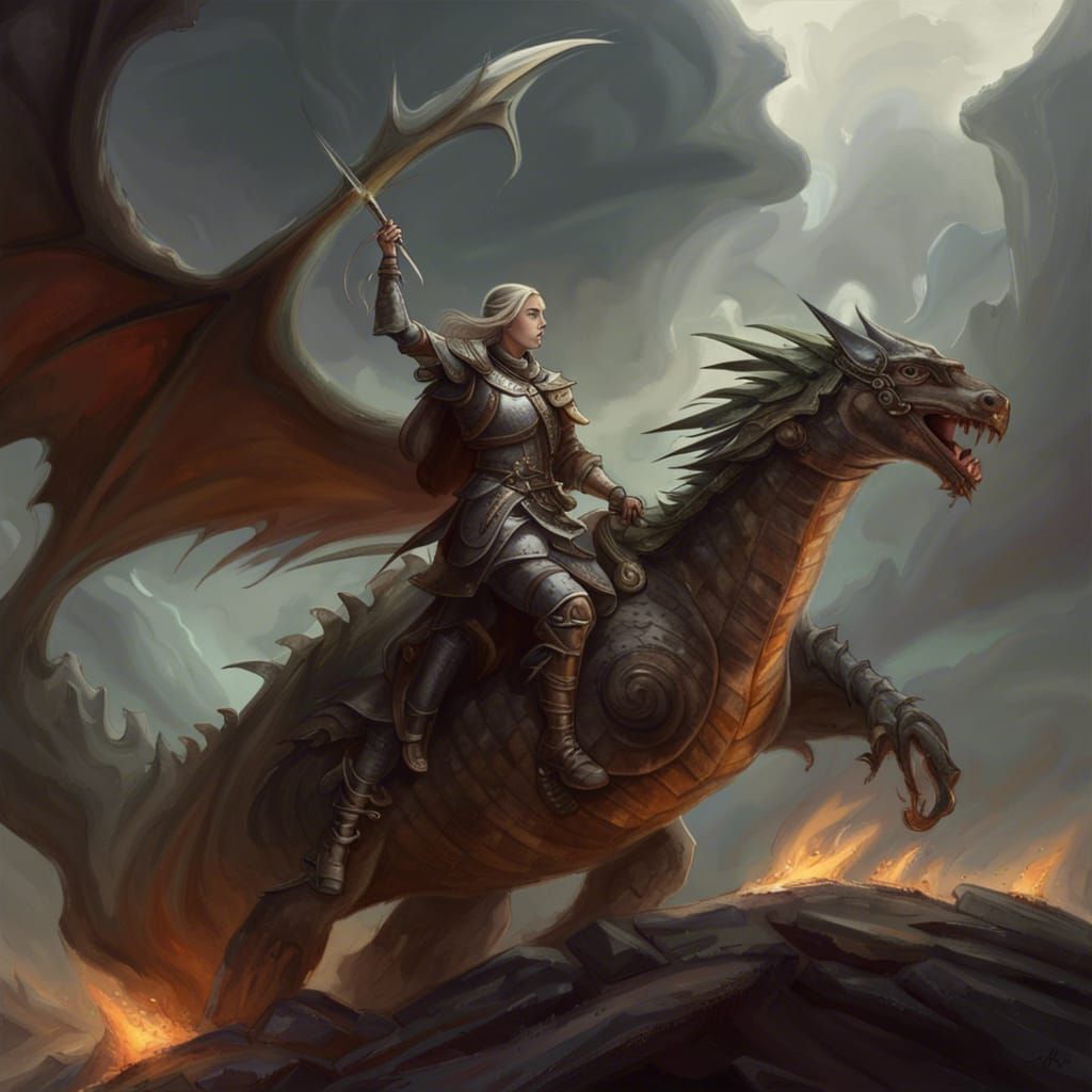 Dragon Rider Knight in Gothic Horror Style