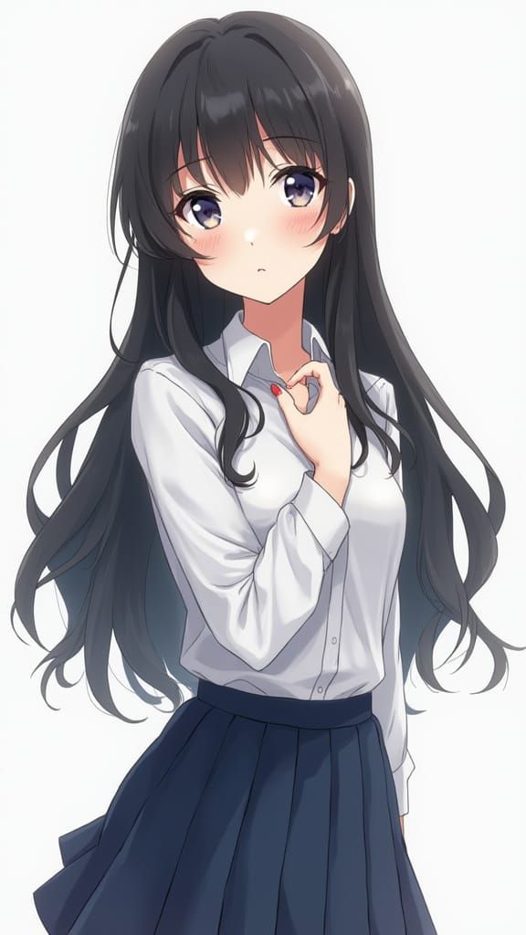 Anime-Style Portrait of a High School Girl