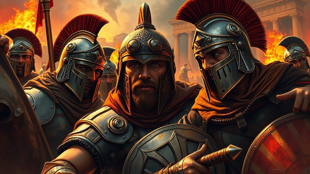 Vandal Warriors Pillage Ancient Rome in Hyperrealistic Art