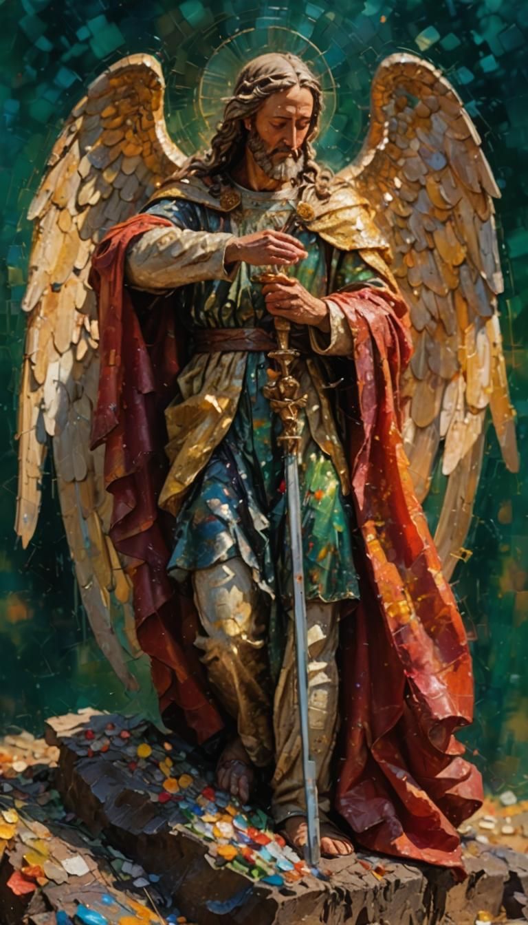 Divine Portrait in Neo-Impressionist Impasto Style