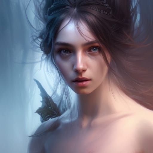 Fantasy Half-Elf Cleric Portrait in Eerie Forest