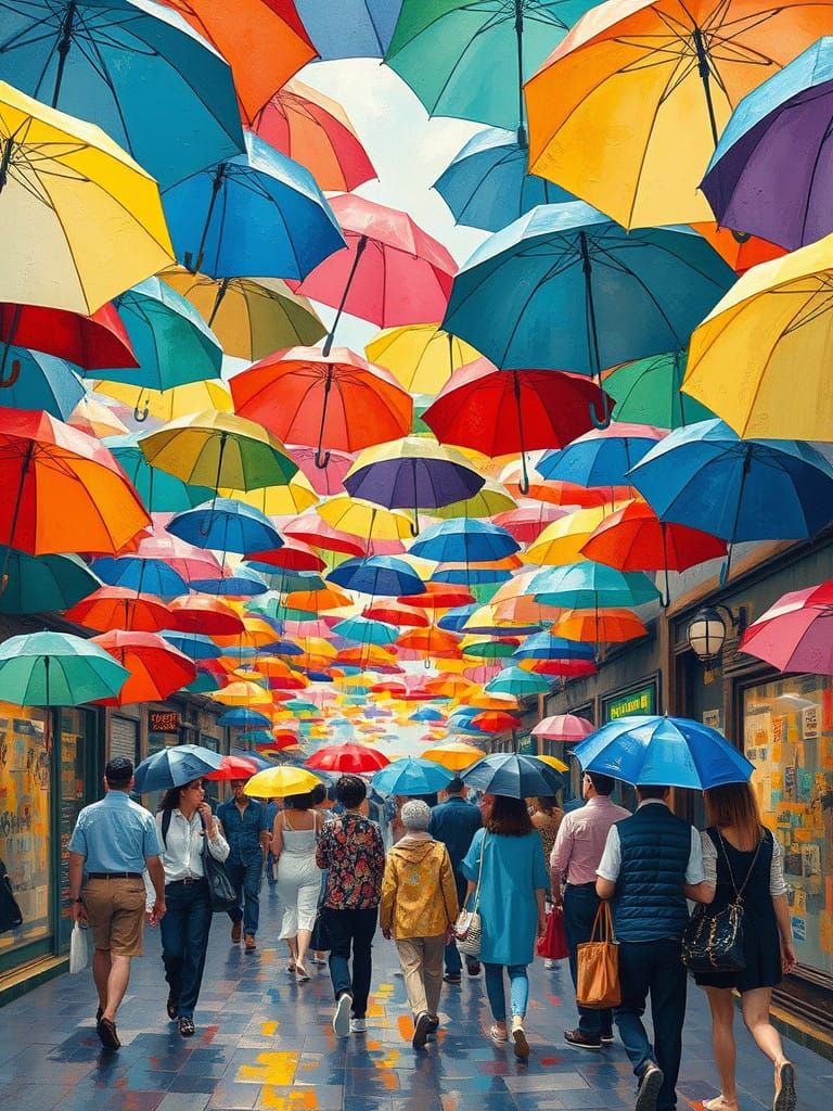 Street covered by Umbrellas 