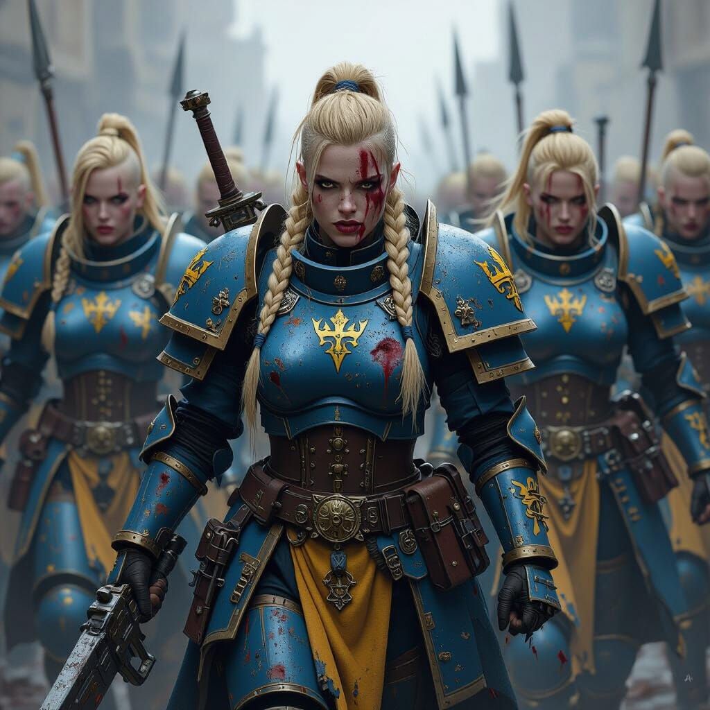 Female Warriors Charge in Grimdark Digital Painting