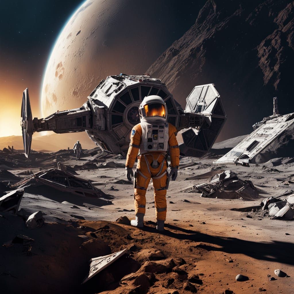 Apollo Astronaut Confronts Star Wars TIE Fighter Wreckage on...