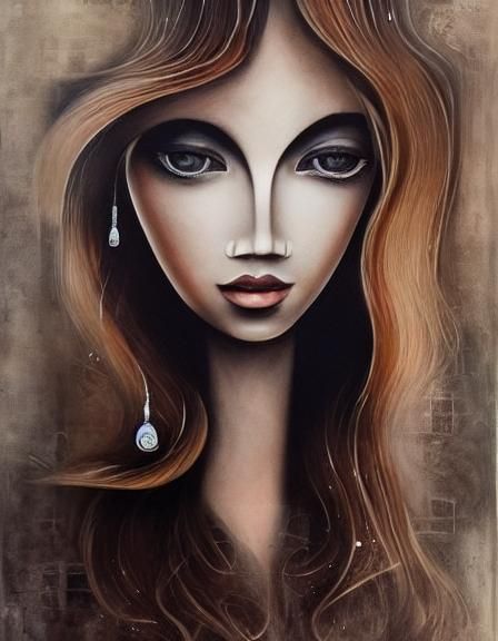 Ethereal Surreal Horror Art Portrait in Cubist Style