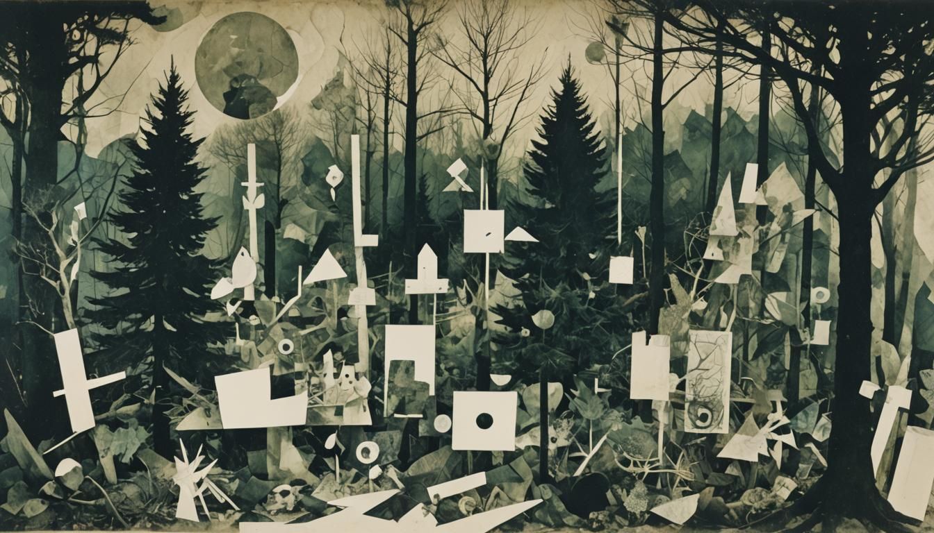 Ethereal Cyanotype Dreamscape Collage in Mixed Media