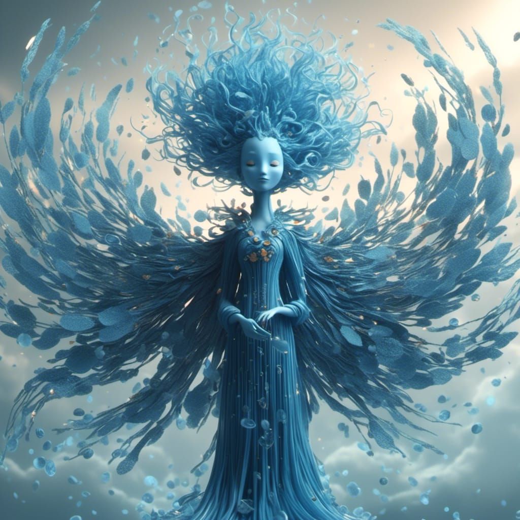 Friendly Blue Spirit in 3D Concept Art