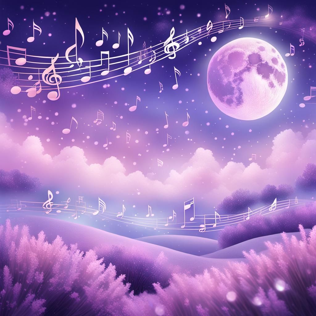 Dreamy Moon with Music Notes Digital Art