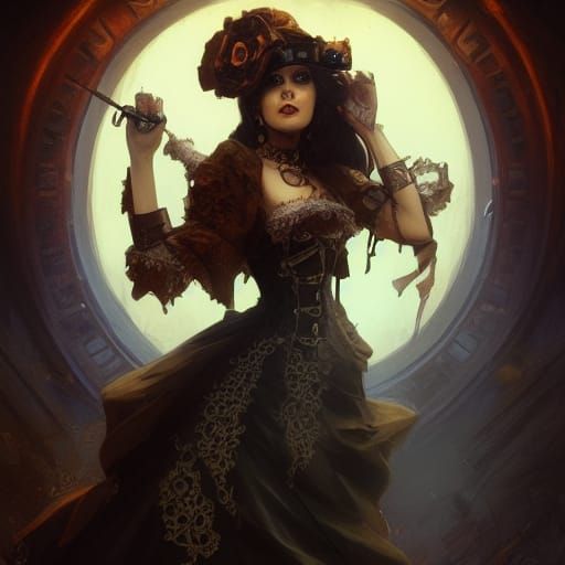 Steampunk Halloween Portrait in Hyperdetailed Digital Art