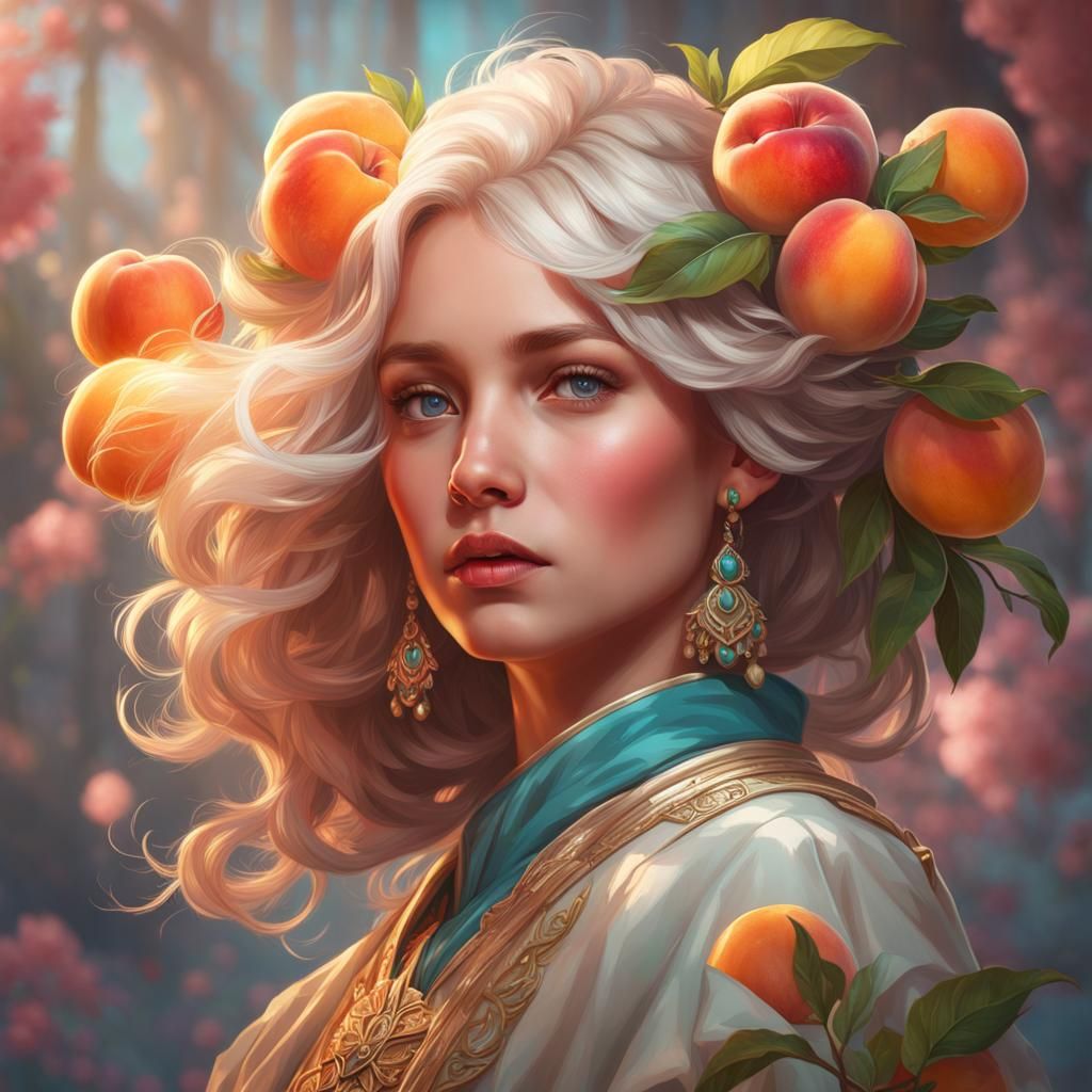 Peaches and Cream Baby Portrait in Art Nouveau Style