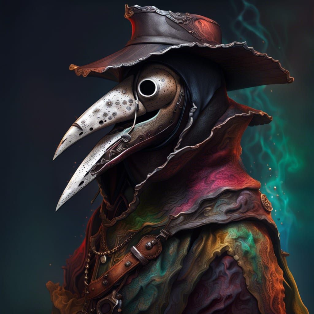 Dramatic Plague Doctor in Hyperrealistic Style