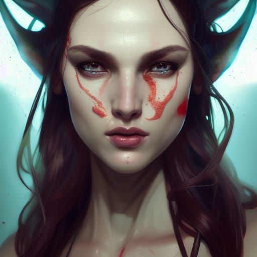 Succubus Portrait in Art Nouveau Style