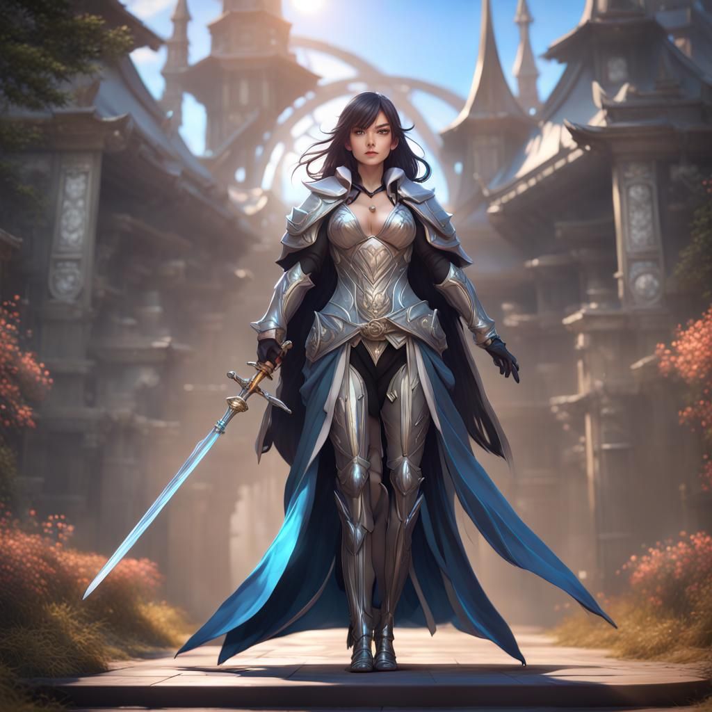 Asian Wizard Lady in Dynamic Anime Style