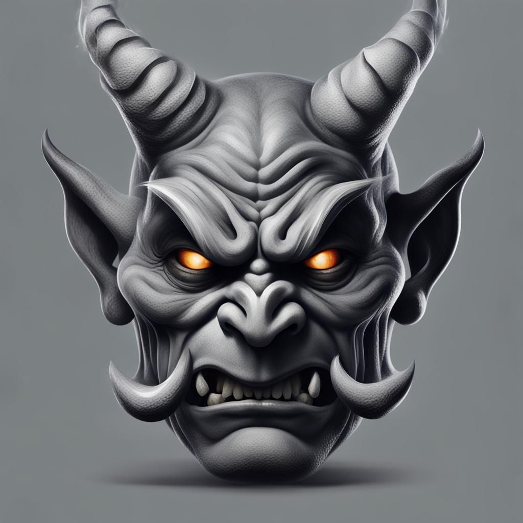 Devil Emoji in Grey Smoke