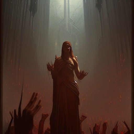 Dark Fantasy Human Sacrifice: Hyperdetailed Art