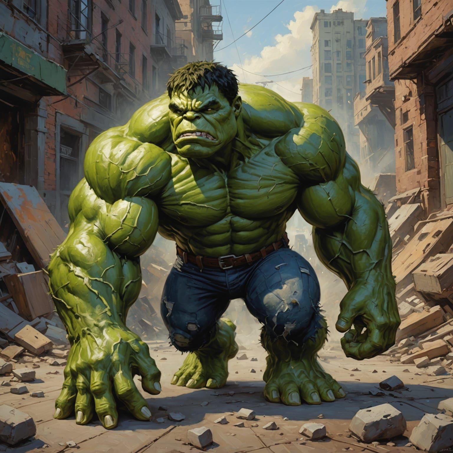 Hulk as a Mouse: Oil Painting Style