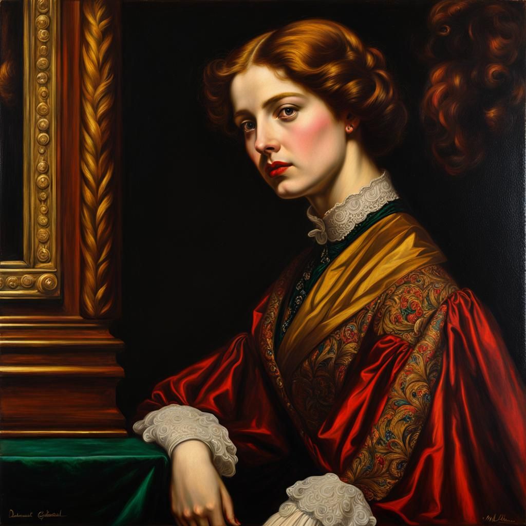 Victorian Lady Portrait in Pre-Raphaelite Style
