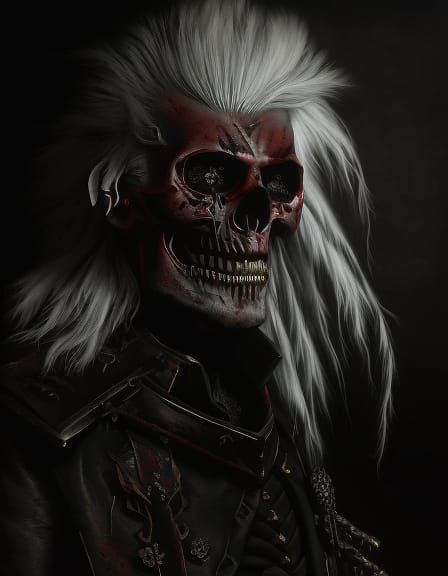 Photorealistic Blackened Skeleton Cowboy Portrait