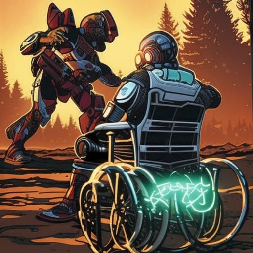 Master Chief in Wheelchair: Comic Book Art