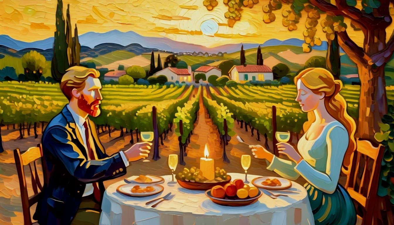 Napa Valley Villa: A Candlelit Impasto Painting