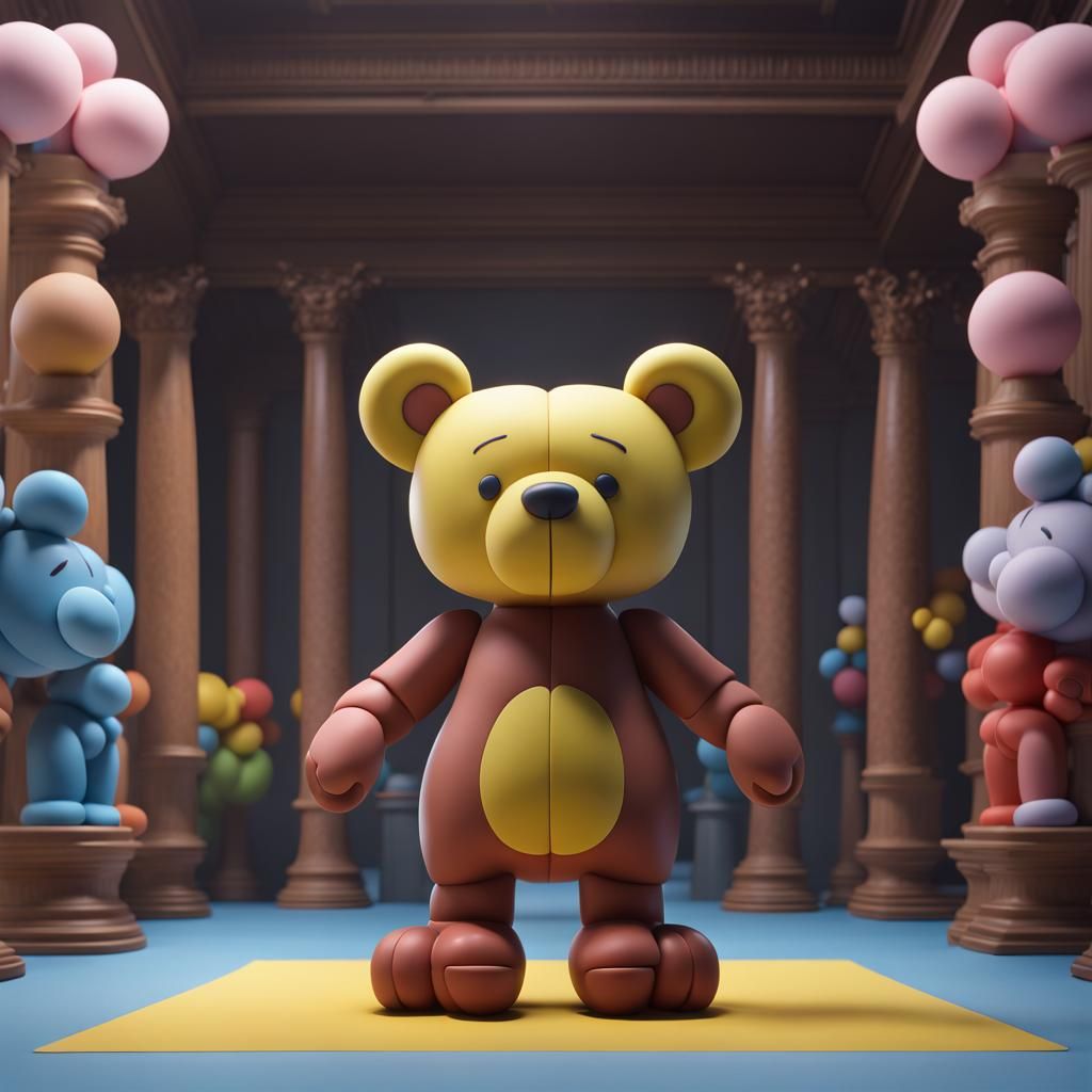 Bear Figure with Kaws Style, Digital Matte Painting