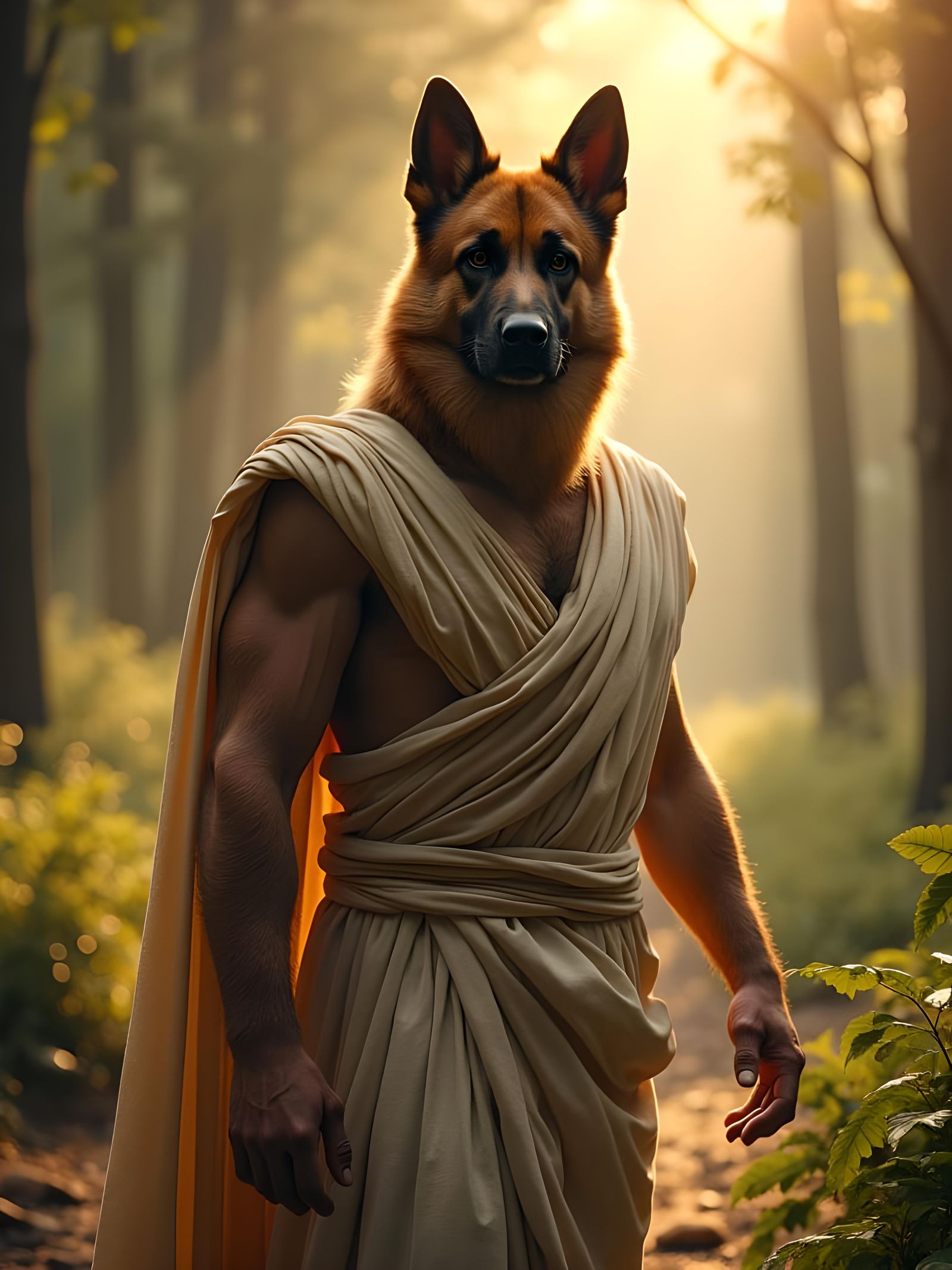 Man with a German shepherd dog's head wearing ancient Greek ...
