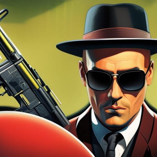 Gangster in Sinister Digital Art Style