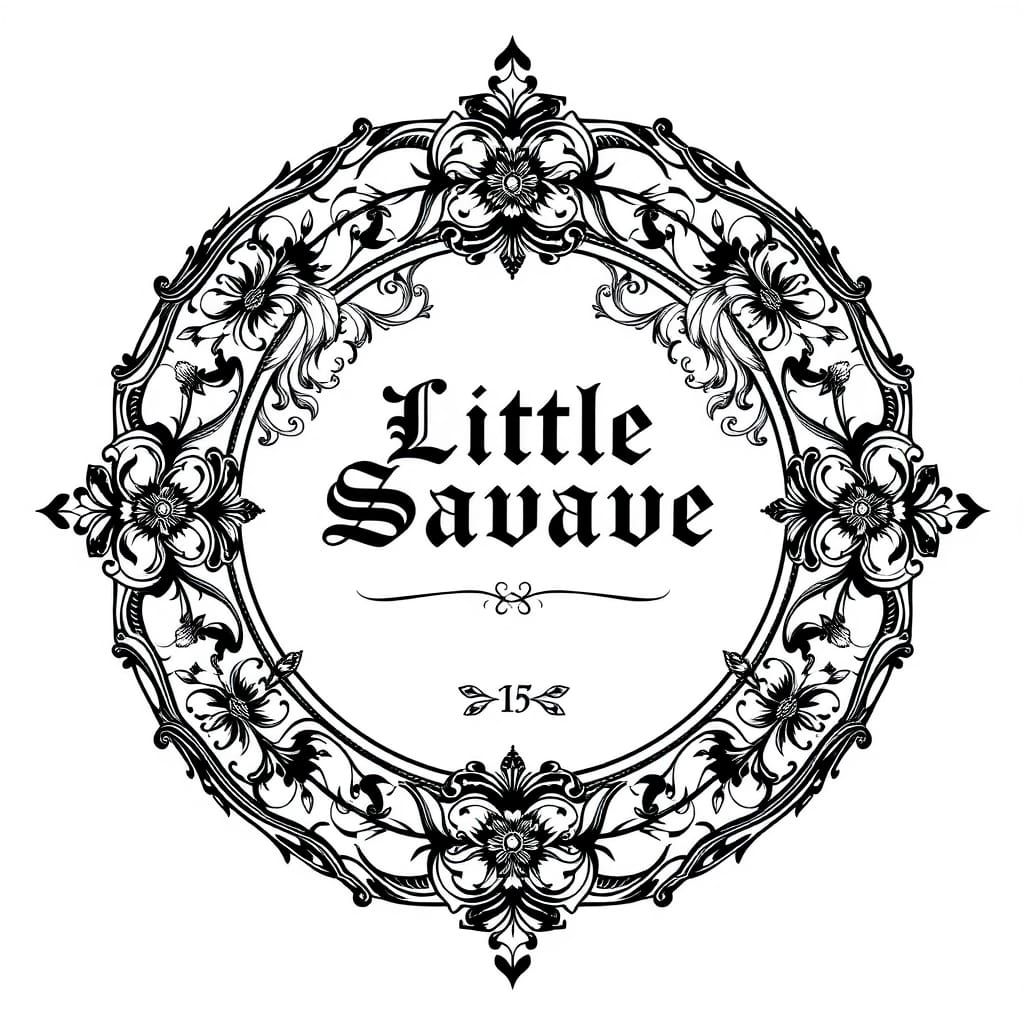 Intricate Victorian Engraving with Floral Scrollwork and Ele...