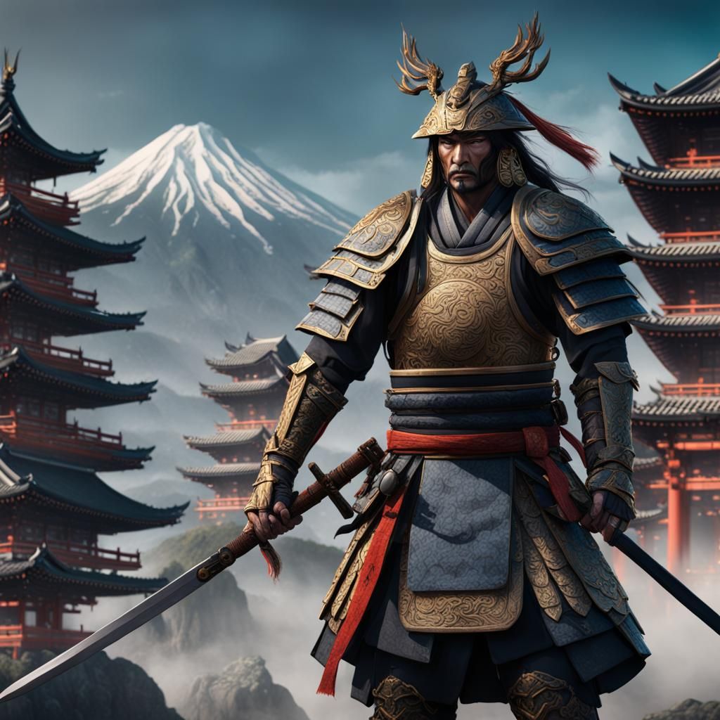 Ancient Japanese Warrior in Detailed Matte Painting