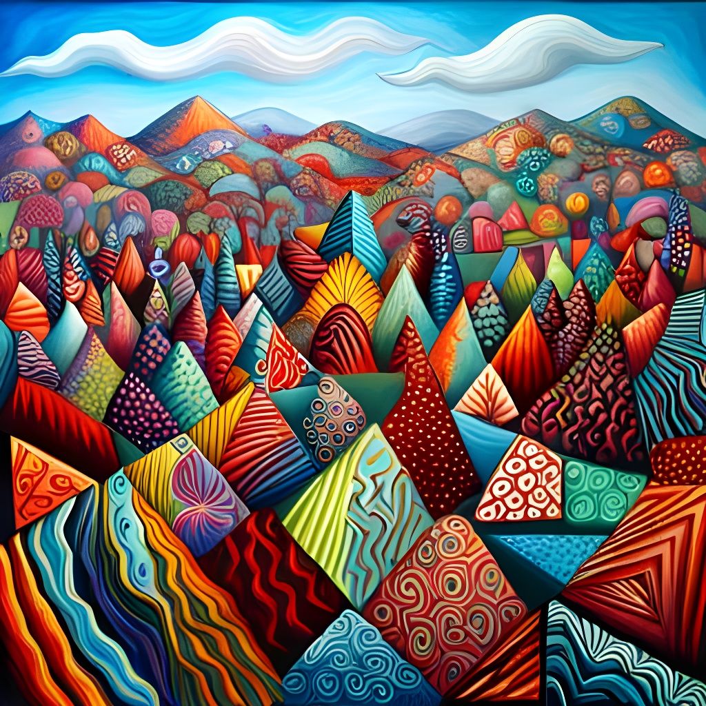 Surreal Sci-Fi Painting with Cowbells and Petals