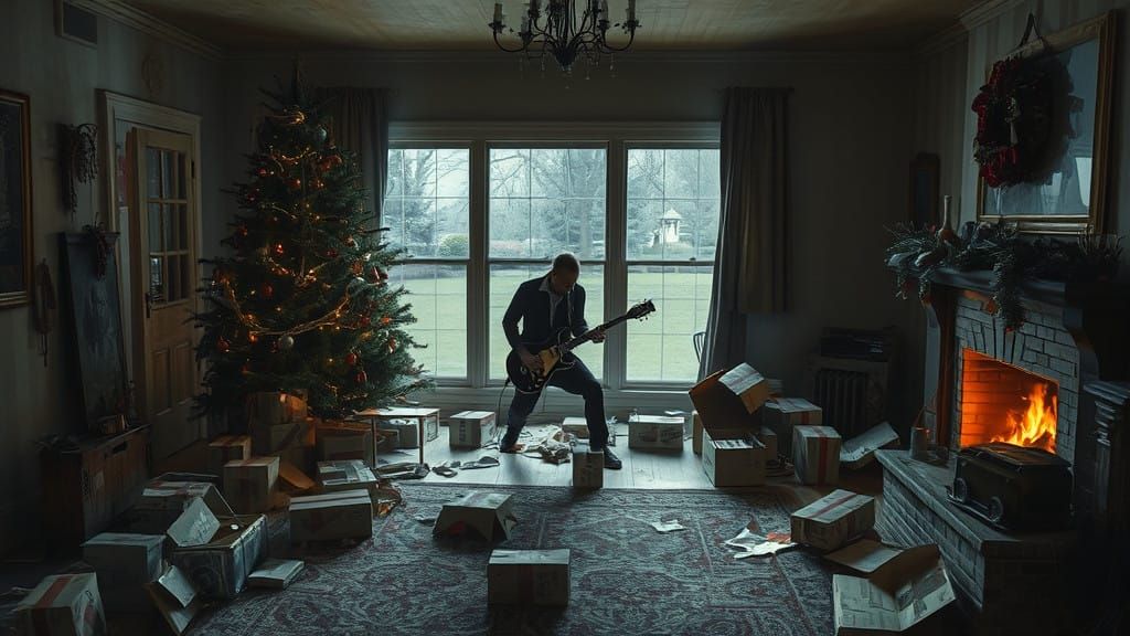 Suburban Holiday Chaos in Cyberpunk Style