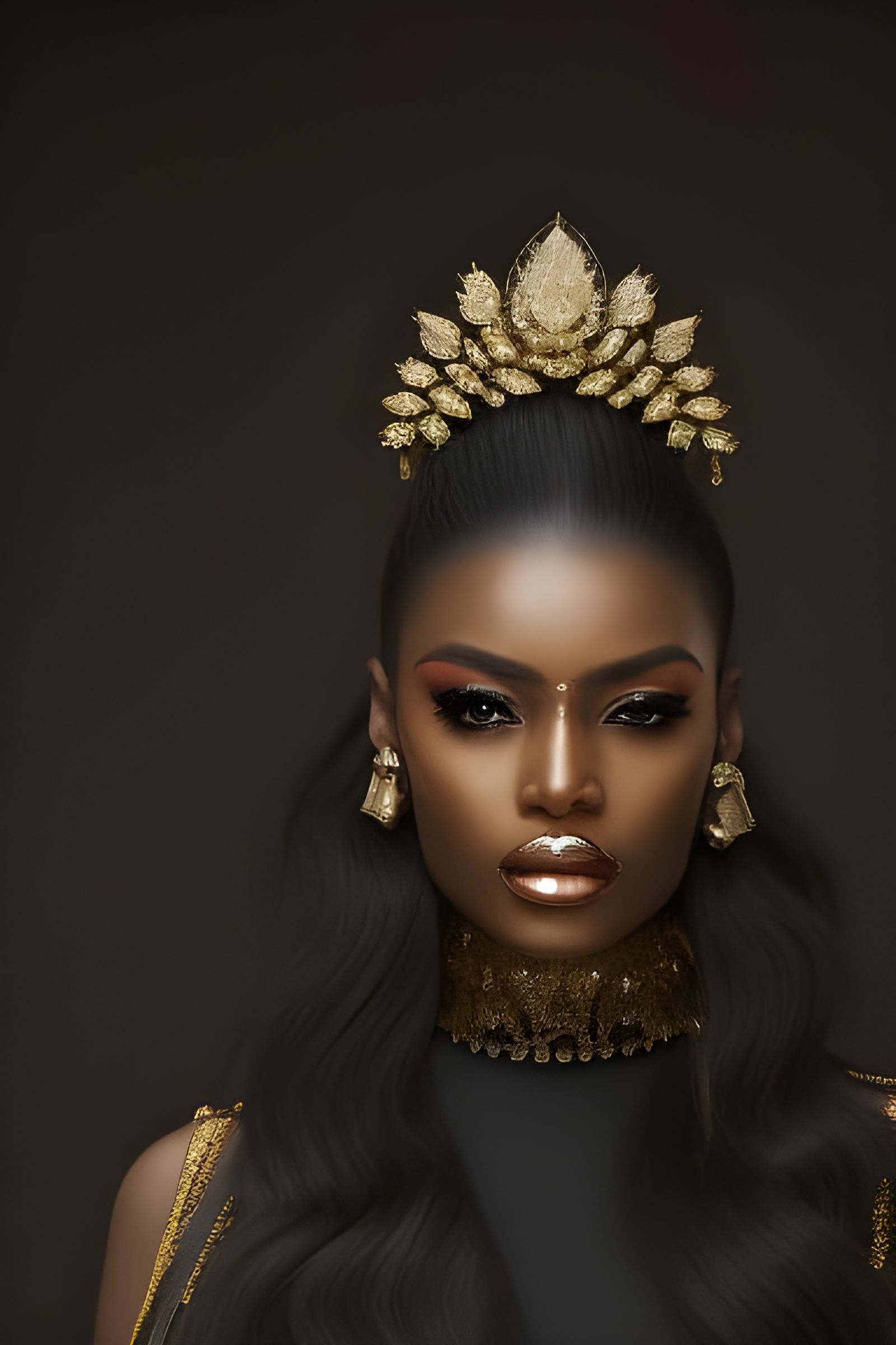 Golden Goddess: Intricate Portrait in Vivid Colors