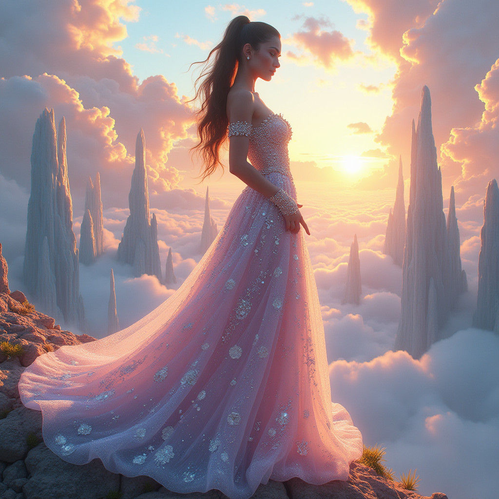 Ariana Grande in Crystal Gown, Fantasy Art