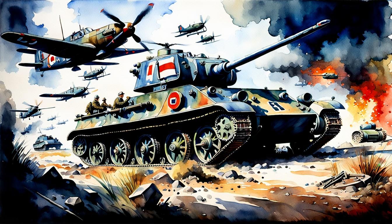 WWII German Commanders in Antique Watercolor Style