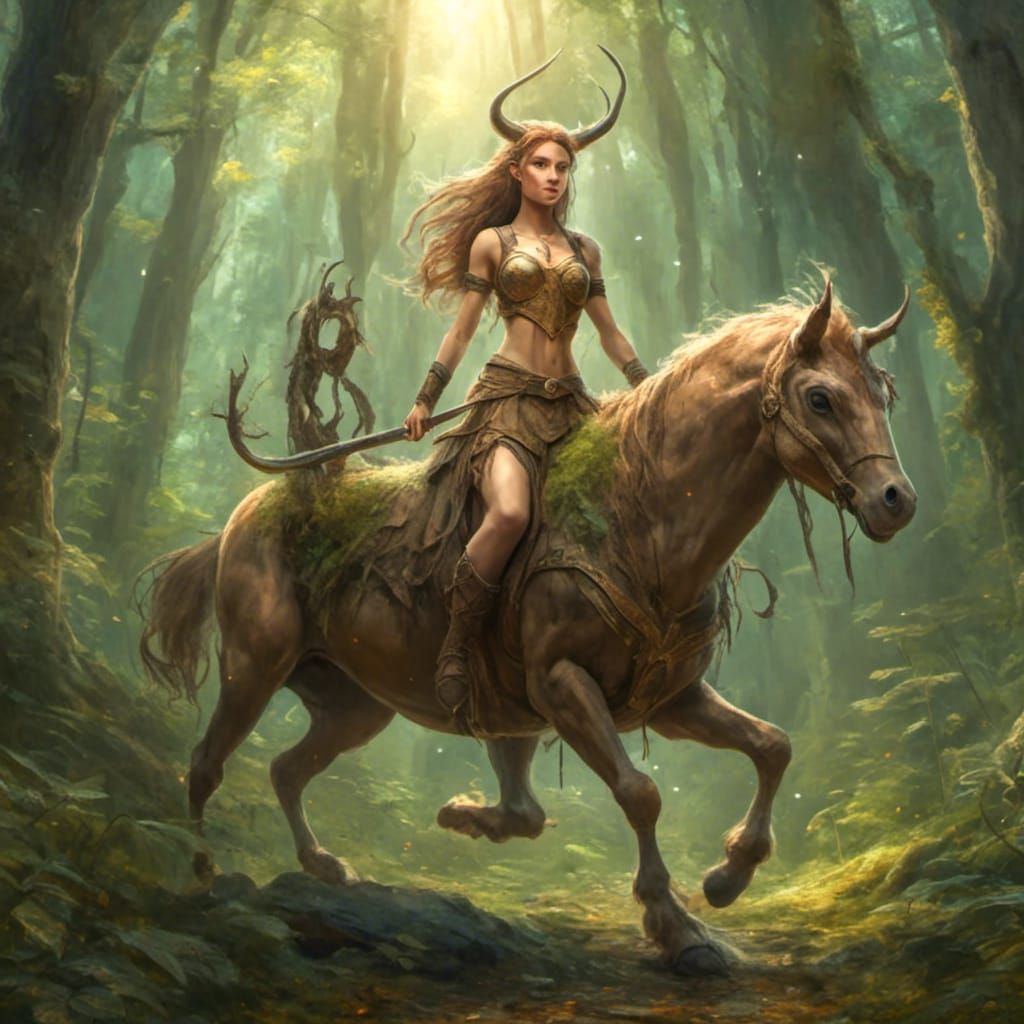 Beautiful Female Centaur in Forest Setting