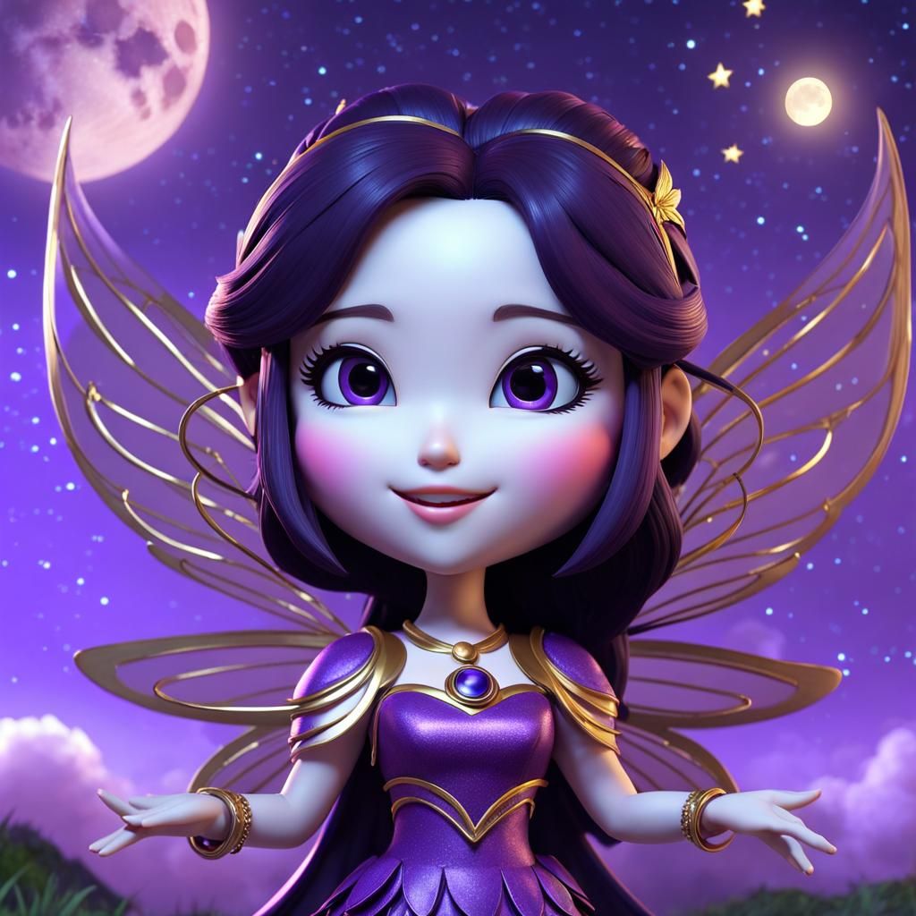 Chibi Fairy with Moon in 3D Portrait