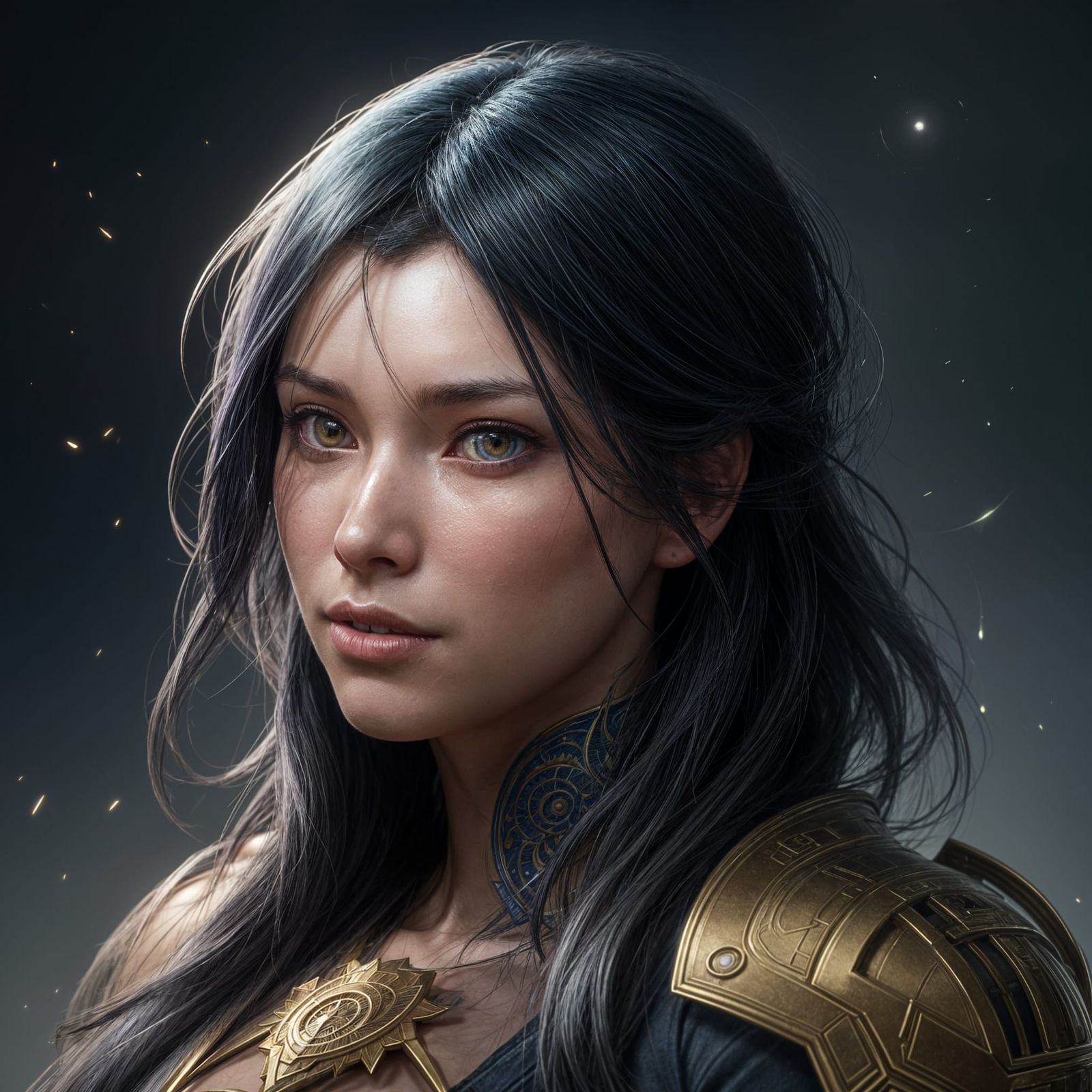 Dazzling Girl Illuminated by Triadic Colors