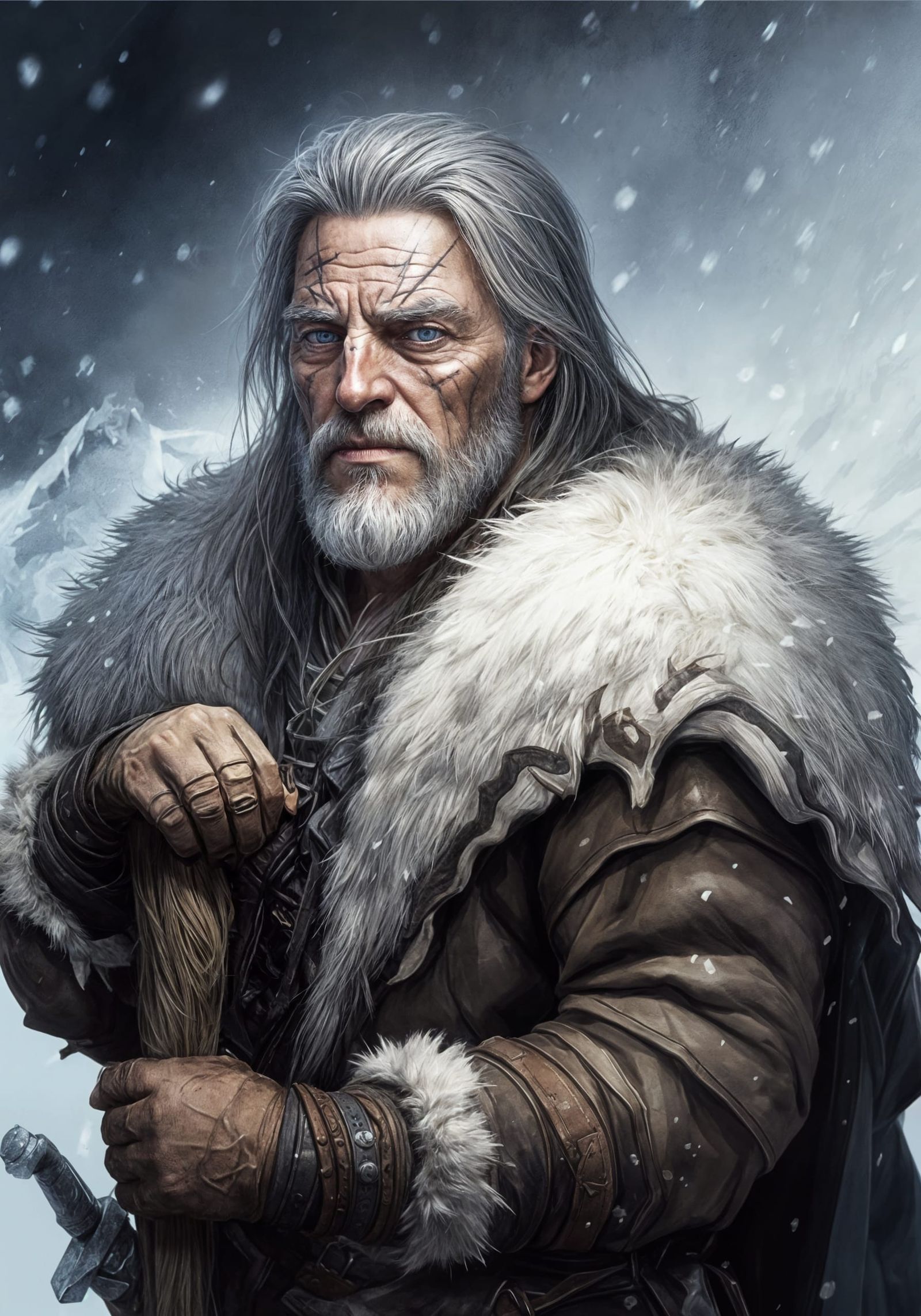 Nordic Warrior in Frosty Wilderness