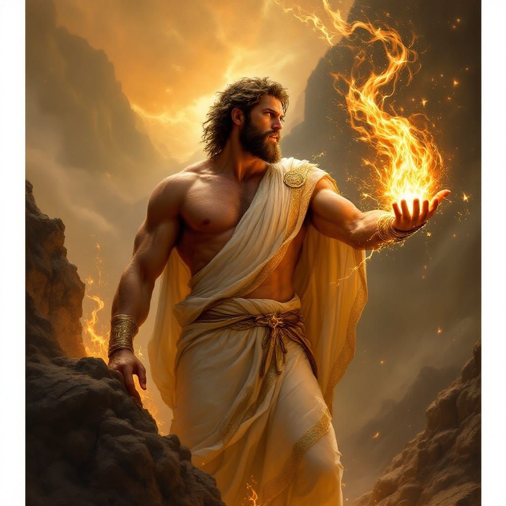Prometheus Stealing Fire: A Mythological Scene
