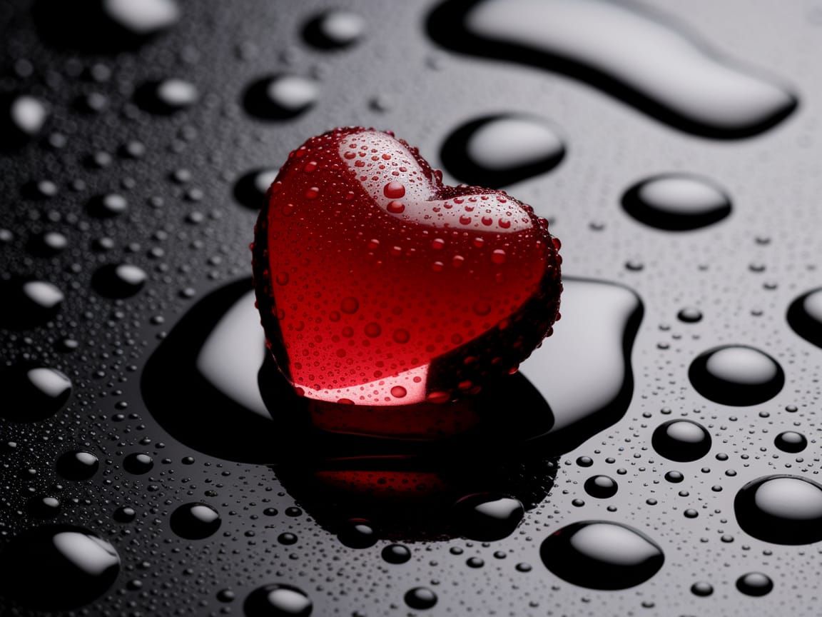 Dazzling Red Glass Heart in Macro Detail