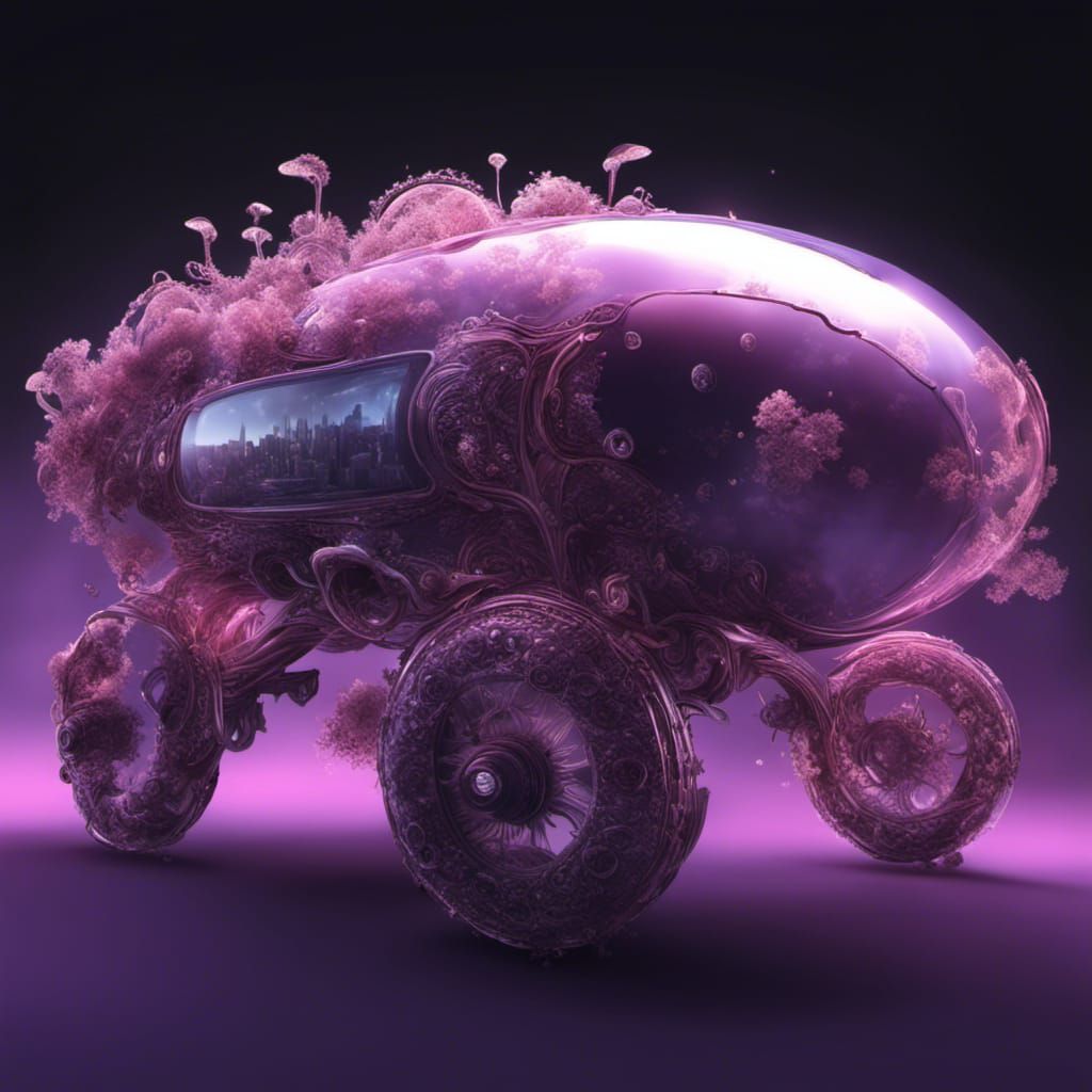 Bioluminescent Jellyfish Car on Coral Reef