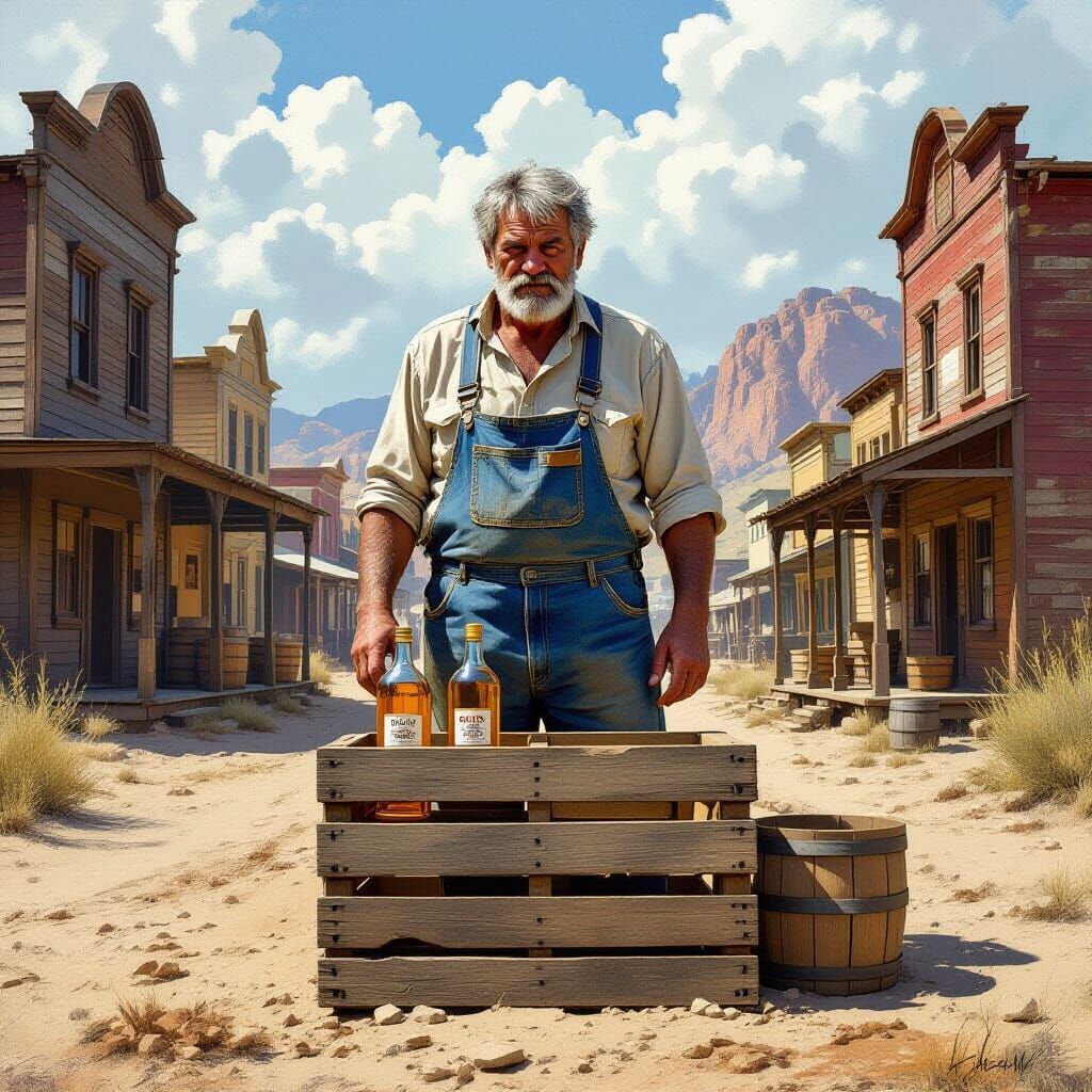 Old West Farmer Selling Moonshine