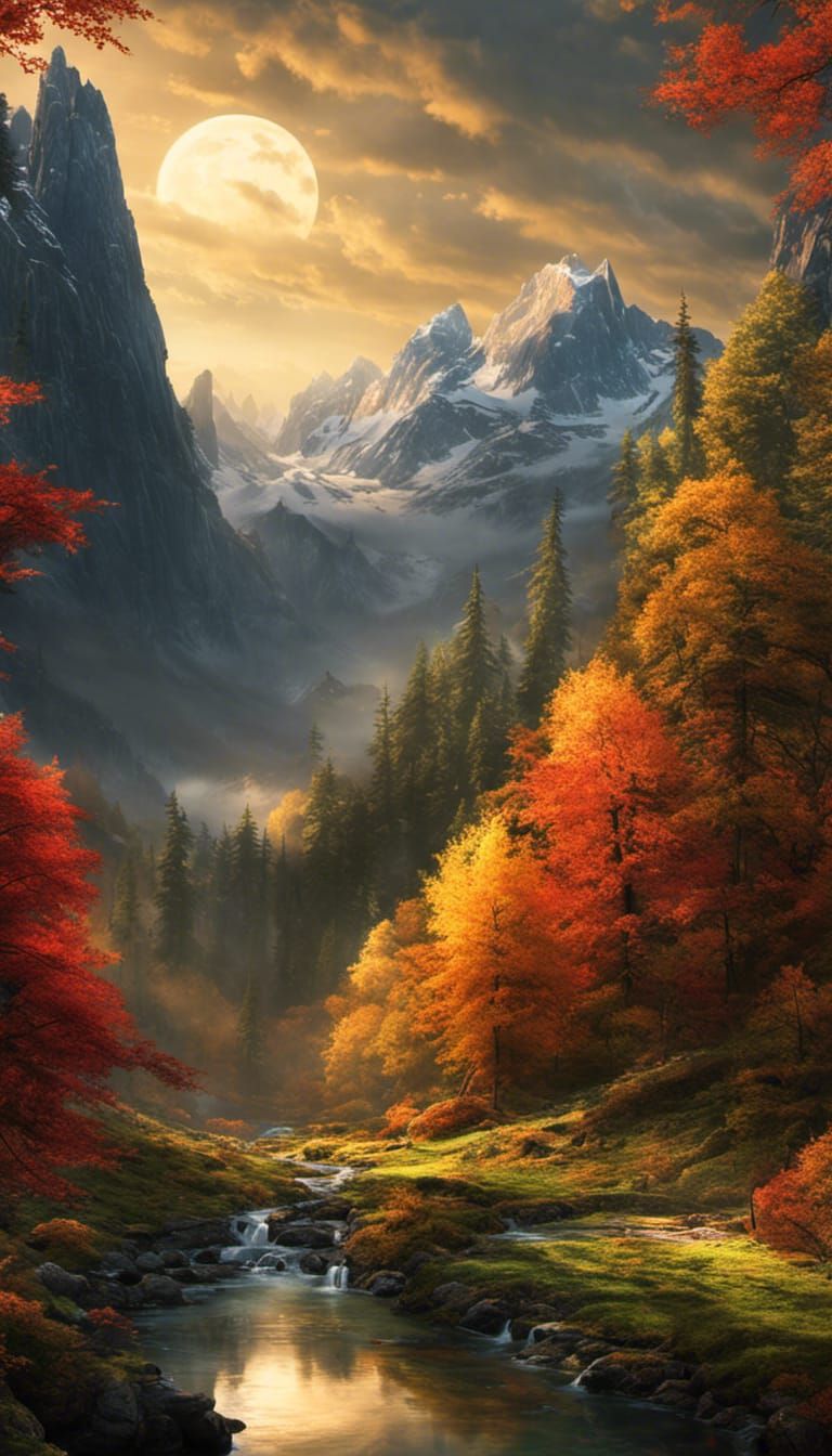 Dramatic Night Sky with Burning Stars: Digital Matte Paintin...