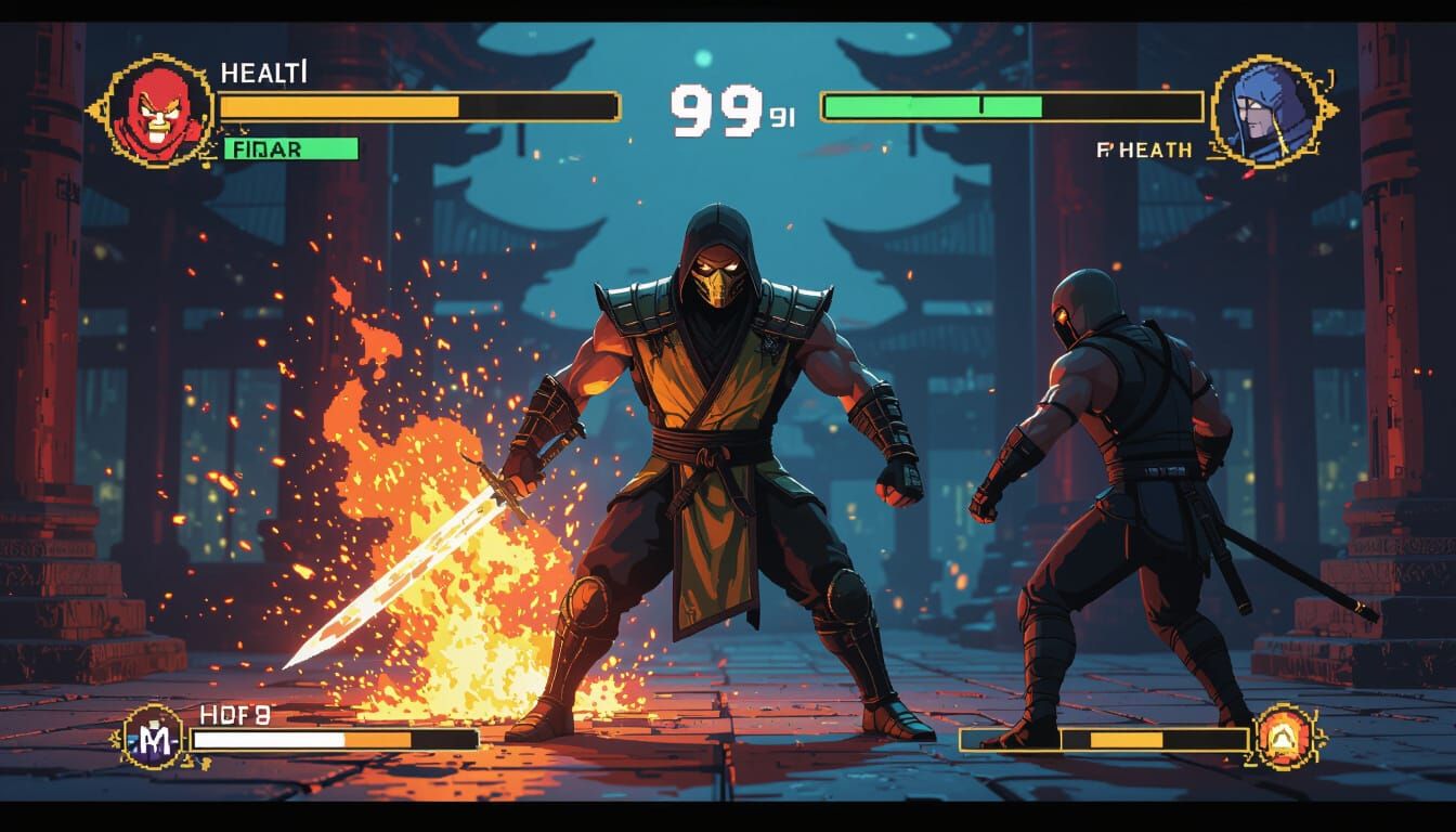 Scorpion's Retro Victory in Mortal Kombat Style